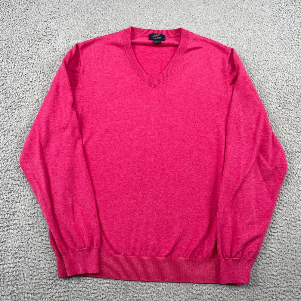 Brooks Brothers Sweater Mens L Pink 346 V-Neck Supima Pullover Knit Classic